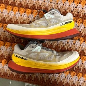 Salomon Beige and Yellow Athletic Shoes